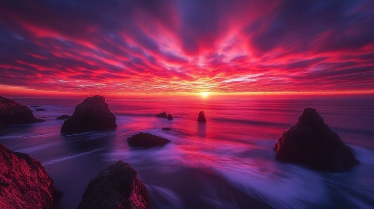 Dramatic ocean sunset